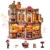 ROKR Dream Coffee Factory, Wooden Music Box Model, Mechanical 3D Wooden Puzzles for Adults, Building Kit with Moving LED Lights, Miniature House Kits, Desk Decor Gift view 1