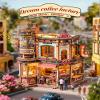 ROKR Dream Coffee Factory, Wooden Music Box Model, Mechanical 3D Wooden Puzzles for Adults, Building Kit with Moving LED Lights, Miniature House Kits, Desk Decor Gift view 2
