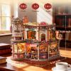 ROKR Dream Coffee Factory, Wooden Music Box Model, Mechanical 3D Wooden Puzzles for Adults, Building Kit with Moving LED Lights, Miniature House Kits, Desk Decor Gift view 4