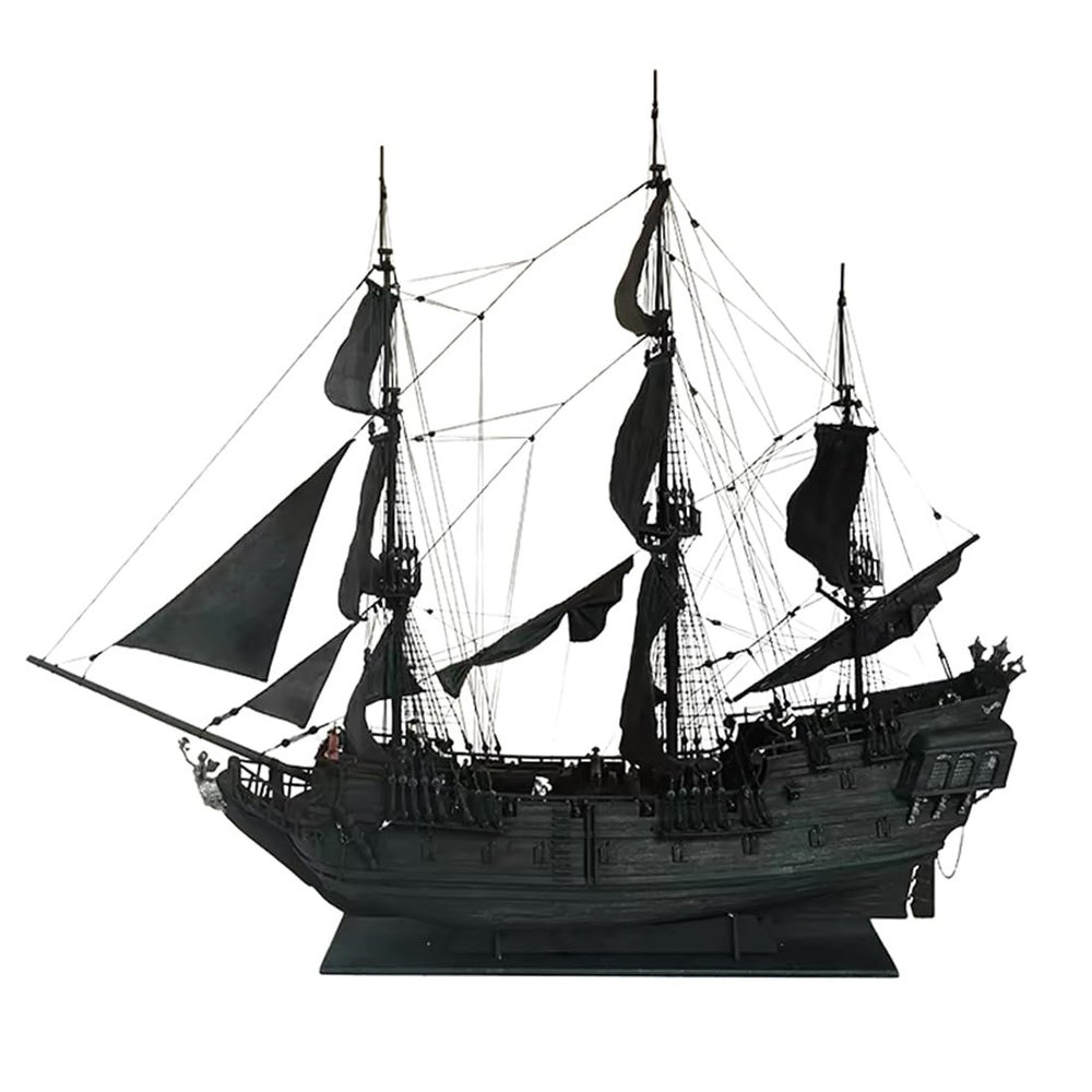 3D Wooden Pirate Ship Model Kit, 1:50 Scale Black Pearl Model DIY Assembly Sailing Ship, Large Display Building Set for Desk Decor & Collector (80cm)