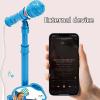 Childrens Song Microphone Featuring Detachable Stand and LED Lights for Home Musical Enjoyment Blue Microphone Toy view 3