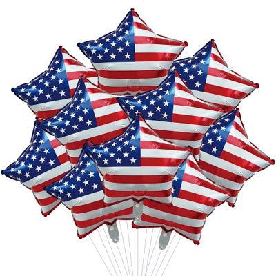 10Pcs 4th of July Balloons, 18 Inch Fourth of July Balloons, American Flag Patriotic Balloons Red White Blue Star Foil Balloon for Independence Day Memorial Labor Day Decorations