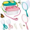 2Sets Bug Catcher for Kids - Sturdy Kids Bug Catching Kit Gifts with Collector Butterfly Net Tweezer, Bugs Habitat Outdoor Explorer Kit for Age 3 4 5 6 7 8, 8Pcs, Pink & Blue view 1