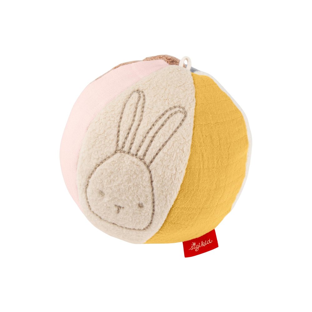 sigikid sigibaby Fabric Ball for Baby, Diameter 11 cm, with Rattle, Motor Skills Toy, Gift for Baby from Birth
