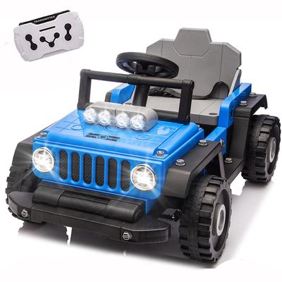 12V Kids Ride On Building Block Car W/Parents Control,Electric Truck Car/Kart-Switch Freely,Building Vehicles,One Chassis,Two Forms,Four-Wheel Suspension for Kids 2-4, Blue