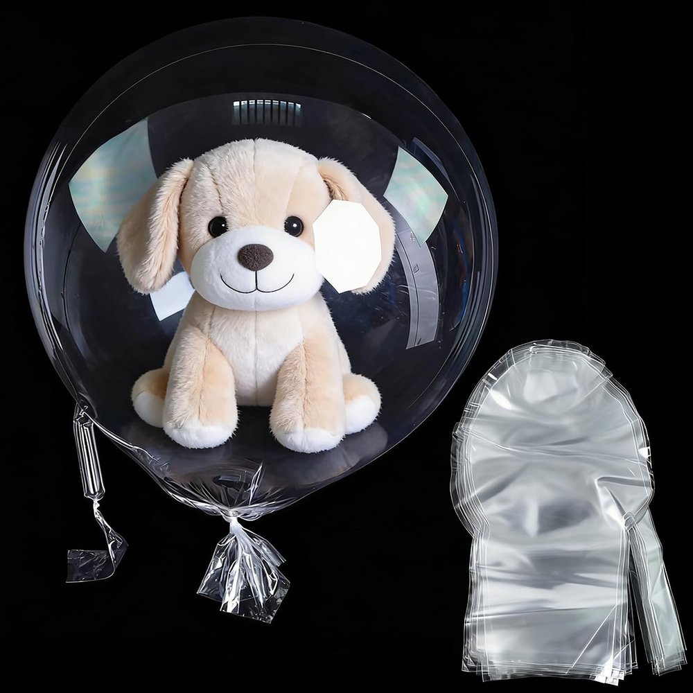 10 Pack 26 Inch Wide Neck Bobo Balloons, Clear Stuffing Balloons - TPU Transparent Balloon for Independence Day, Halloween, Thanksgiving, New Year's Day, Birthdays & Baby Showers (10, 26inch)