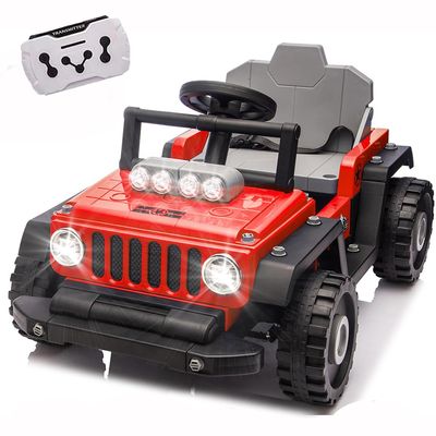 12V Kids Ride On Building Block Car W/Parents Control,Electric Truck Car/Kart-Switch Freely,Building Vehicles,One Chassis,Two Forms,Four-Wheel Suspension for Kids 2-4, Red