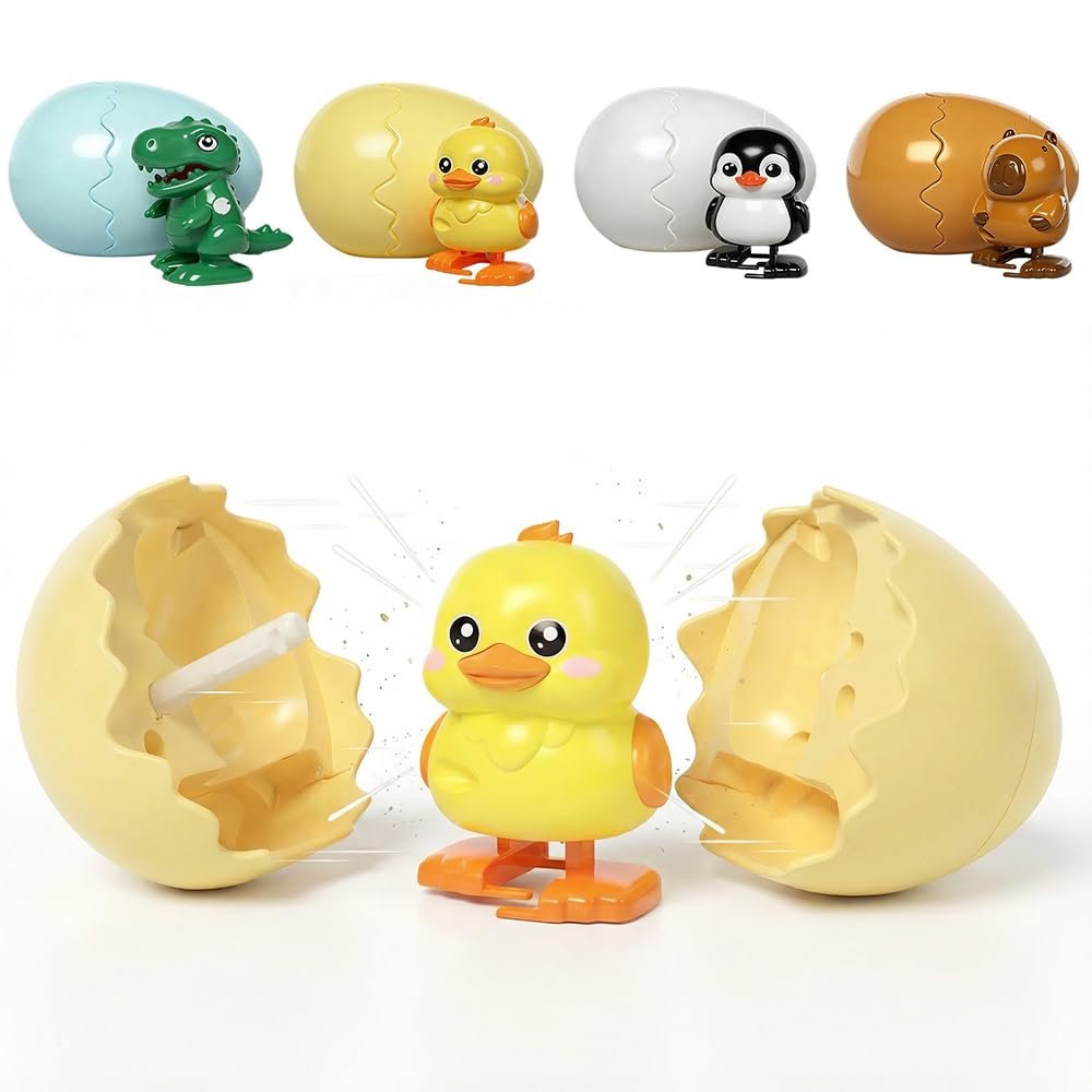 Hulezt Boom Eggs 2026 New Wind-Up Surprise Eggs, Dinosaur Egg Rotate to Hatch Walking Animal Hatching, Reusable Clockwork Fun Dino Eggs Easter Basket Stuffers for Adult Birthdays (Duck)