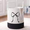 Honeydak Black Laundry Basket Bow Hamper Coquette Laundry Basket Cotton Rope Hamper 15 x 17.7 Inches Toy Box Large Coquette Bow Teens Girls Room Storage for Blanket Toys Clothes Organization view 1