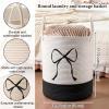 Honeydak Black Laundry Basket Bow Hamper Coquette Laundry Basket Cotton Rope Hamper 15 x 17.7 Inches Toy Box Large Coquette Bow Teens Girls Room Storage for Blanket Toys Clothes Organization view 2