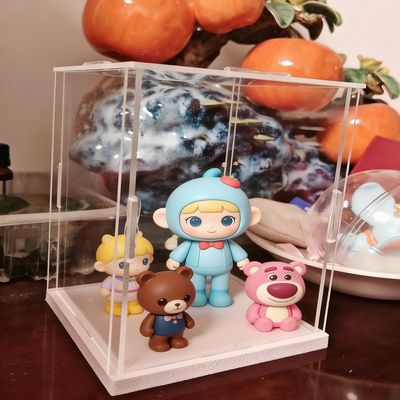 14 16 18 20 22 24 inch Tall Acrylic Display Case UV Protection, Assemble Countertop Clear Acrylic Organizer Box Cube for Collectibles, Dolls(White Base,25x25x35cm)