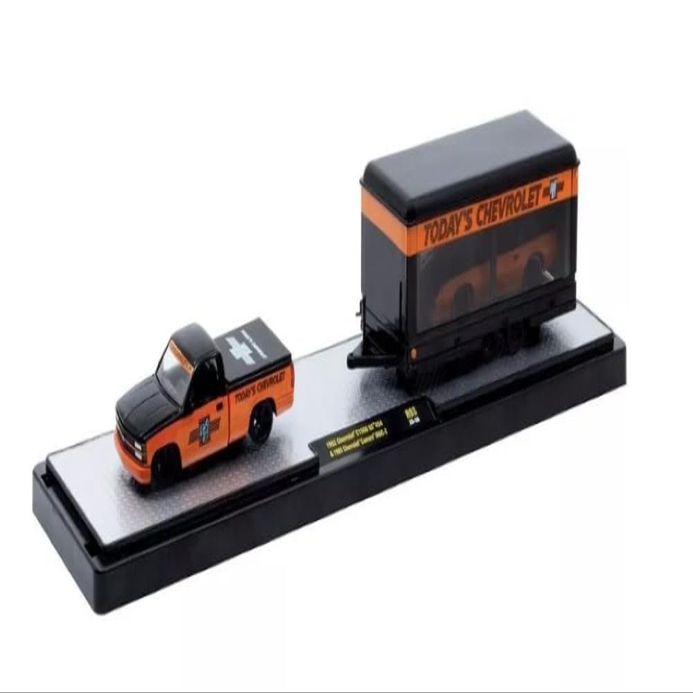 Diecast M2 Machines 1992 Chevy C1500 SS 454 & 1985 Chevy Camaro IROC-Z Auto Hauler R93