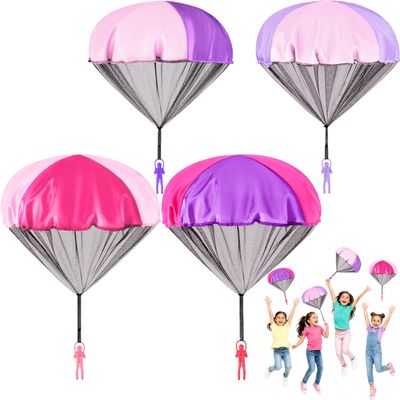 Yeeeasy Tangle-Free Parachute Toys for Kids Outdoor Flying Game, Girls 4Pcs
