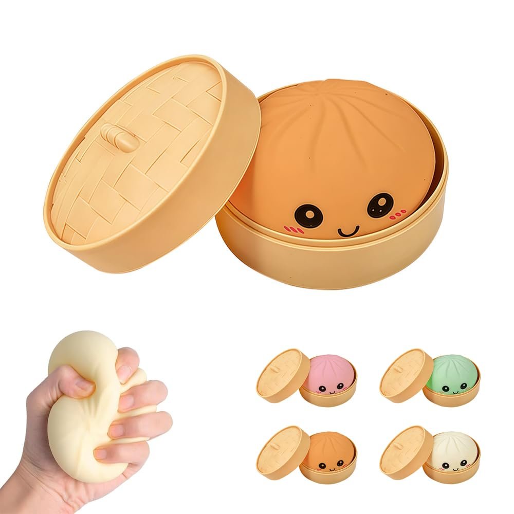 2026 Dumpling Squishy Stress Relief Squeeze Toy, Soft Slow Rising Mystery Dumpling Stress Ball, Sensory Fidget Squeeze for Anxiety Relief, Cute Desk Decor, Office , Home Relaxation (Brown)