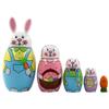 Joygoodta Russian Matryoshka Dolls, 5Pcs/Set Cute Wooden Rabbit Bunny Nesting Dolls Set Easter Rabbit Carrot Russian Nesting Doll Toy view 1