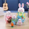 Joygoodta Russian Matryoshka Dolls, 5Pcs/Set Cute Wooden Rabbit Bunny Nesting Dolls Set Easter Rabbit Carrot Russian Nesting Doll Toy view 2