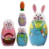 Joygoodta Russian Matryoshka Dolls, 5Pcs/Set Cute Wooden Rabbit Bunny Nesting Dolls Set Easter Rabbit Carrot Russian Nesting Doll Toy view 4