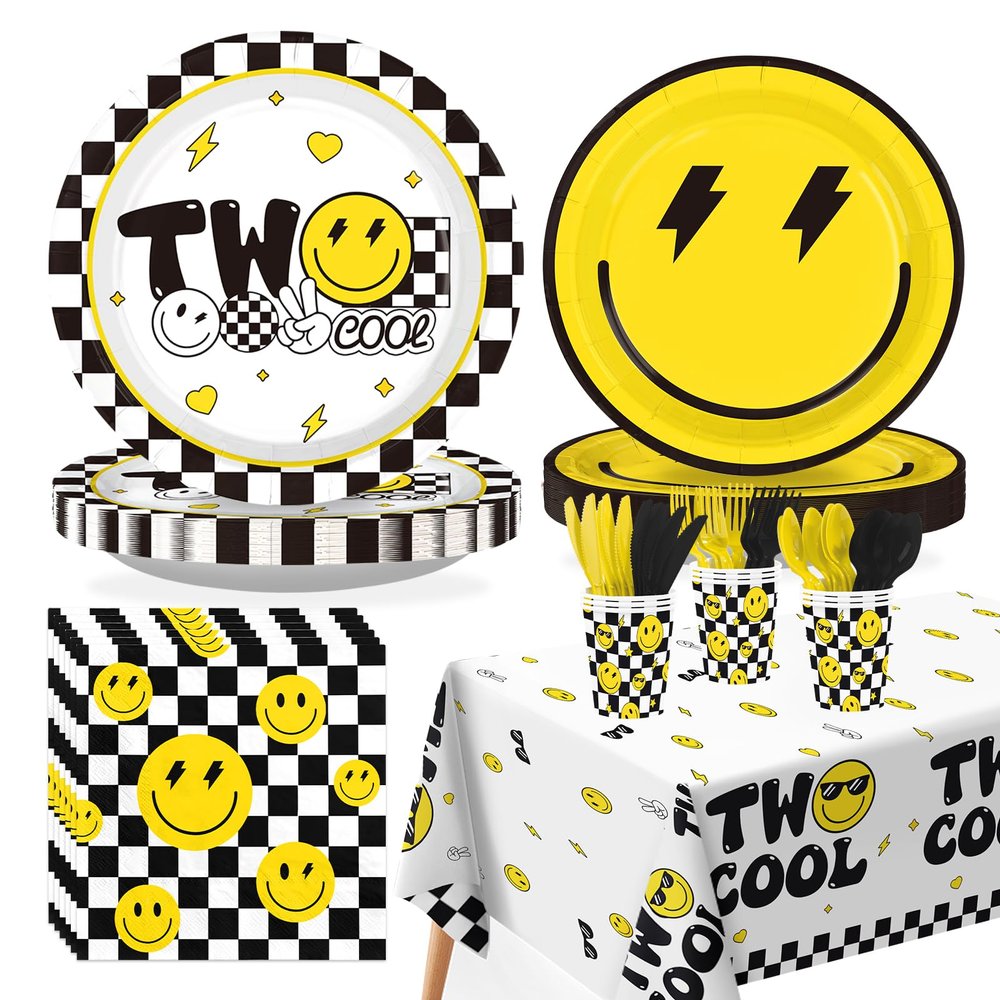 Greencian 170 Pcs Two Cool Birthday Party Decorations for Boys, Serves 24