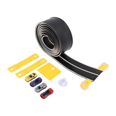 Asixxsix Flexible Race Track for Kids, Customizable Racecourse Assembly Robust Construction Gravity Powered, Anti Gravity Race with Suction Cups for Boys Girls Ages 3 to 10 (Black)