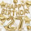 Happy 27th Birthday Decorations For Women Men, Light Gold 27 Balloon Numbers, Gold Happy Birthday Balloons, Star, Heart, White And Gold Balloons For Champagne Gold 27 Birthday Decorations view 1