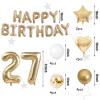 Happy 27th Birthday Decorations For Women Men, Light Gold 27 Balloon Numbers, Gold Happy Birthday Balloons, Star, Heart, White And Gold Balloons For Champagne Gold 27 Birthday Decorations view 2
