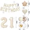 21 Birthday Decorations For Her Him, Cream 21 Balloon Number, White Happy Birthday Balloons, Star, Heart, Cream And Sand White Balloons For Happy 21st Birthday Decorations view 2