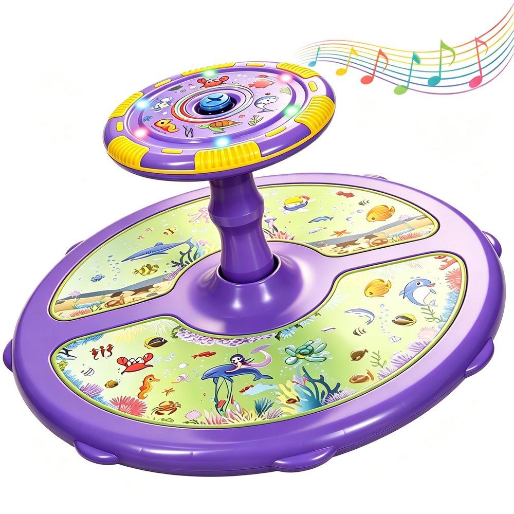Sit Twist Spinning Toy,Light and Music,17.7 Inch,Toddler 18+ Months 2 3 4 Ages Gift,Balance and Sensory Play,Ocean Purple