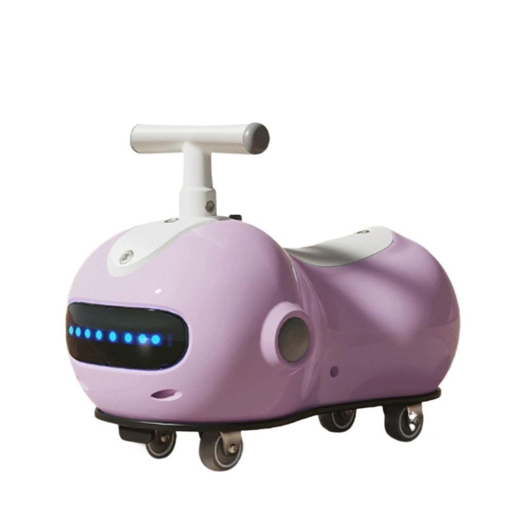 Wiggle Car Peanut Shape Wiggle Car Music Light Anti-Rollover Swing Car Whith Helmet Backpack Age 3+ Twisting Cars(Purple)