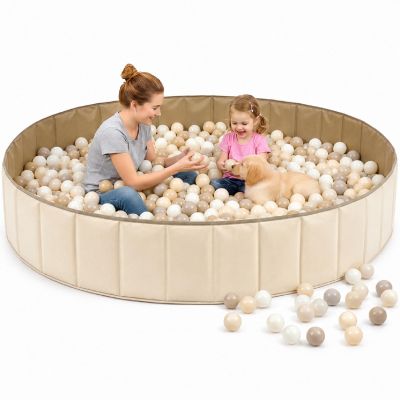 Burbell 72"x 12" Extra Large Kids Baby Ball Pool, Jumbo Toddlers Foldable Ball Play Area for 2-4 Kids& Parents, Sensory Play Pit Indoor Outdoor Family Activity Playpen, Balls Not Include(Beige)