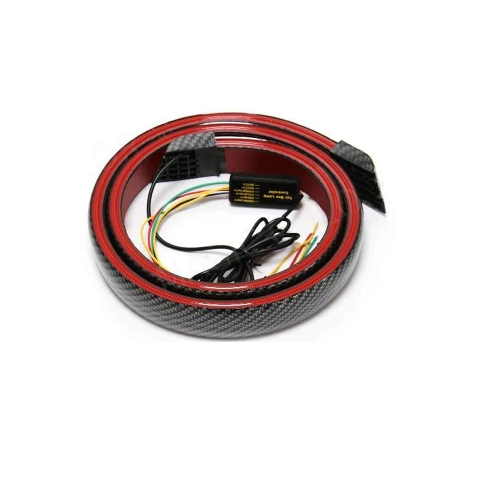 130cm 51 Inch Car Rear Spoiler Sticker Strip Brake Turn Signal Lamp Flowing Waterproof Red Dream Color (Red Color)