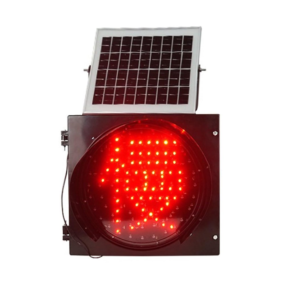 Auoriflex Solar Red Slow Moving 300mm/12in Red Slow Moving Traffic Signal, Solar Traffic Light, LED Traffic Indicator for Tunnel Entrance/Pedestrian Road/School Entrance