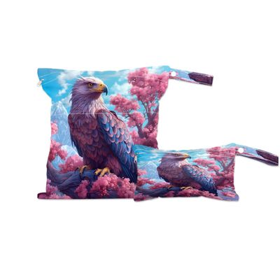 YPPAHHHH Cherry Blossom Eagles Bird Wet Dry Bag for Baby Cloth Diaper, Waterproof Reusable Wet Bags for Travel Beach Swimsuit- 2 Pack