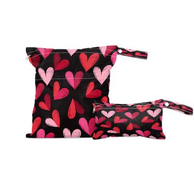 YPPAHHHH Red Hearts Valentine's Day Wet Dry Bag for Baby Cloth Diaper, Waterproof Reusable Wet Bags for Travel Beach Swimsuit- 2 Pack