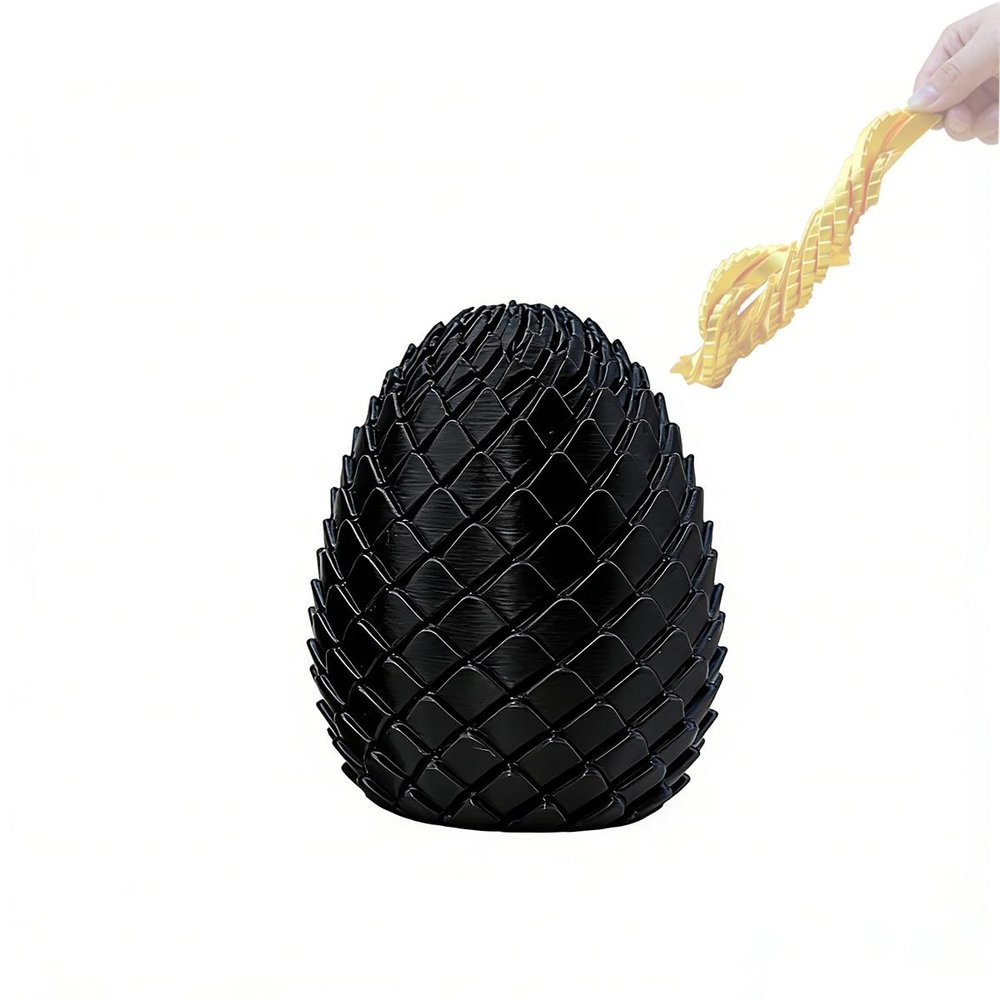 3D Printing Twisty Dragon Egg Fidget Toy, Creative Spiral Design Stress Relief Dragon Egg, Portable Stress Relief Toys for Home Travel, Funny Gift for Friends Family (Black)