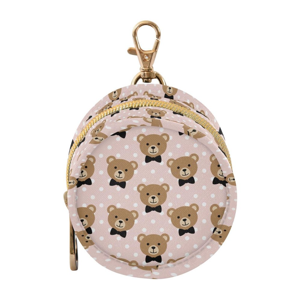 Cute Teddy Bow Pink Pattern Pacifier Case for Travel Clip-On Pacifier Holder Baby Storage Pouch for Diaper Bag Stroller Baby Essentials