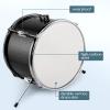 14"x10" 3-Piece Junior Kids Drum Set with Pedal, Drum Stool, Cymbal, 2 Pairs of Drum Sticks & Wrench, Complete Starter Kit for Children, Space-Saving Design with Carry Strap - Black view 3