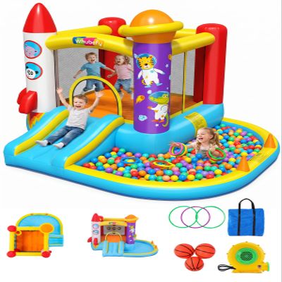 Whubefy Inflatable Bounce House for Kids 3-6, Bouncy House with Ball Pit Pool, Jumping Castle with Blower for Kids,Space Theme Play House 112x98.4 in for Party,Backyard
