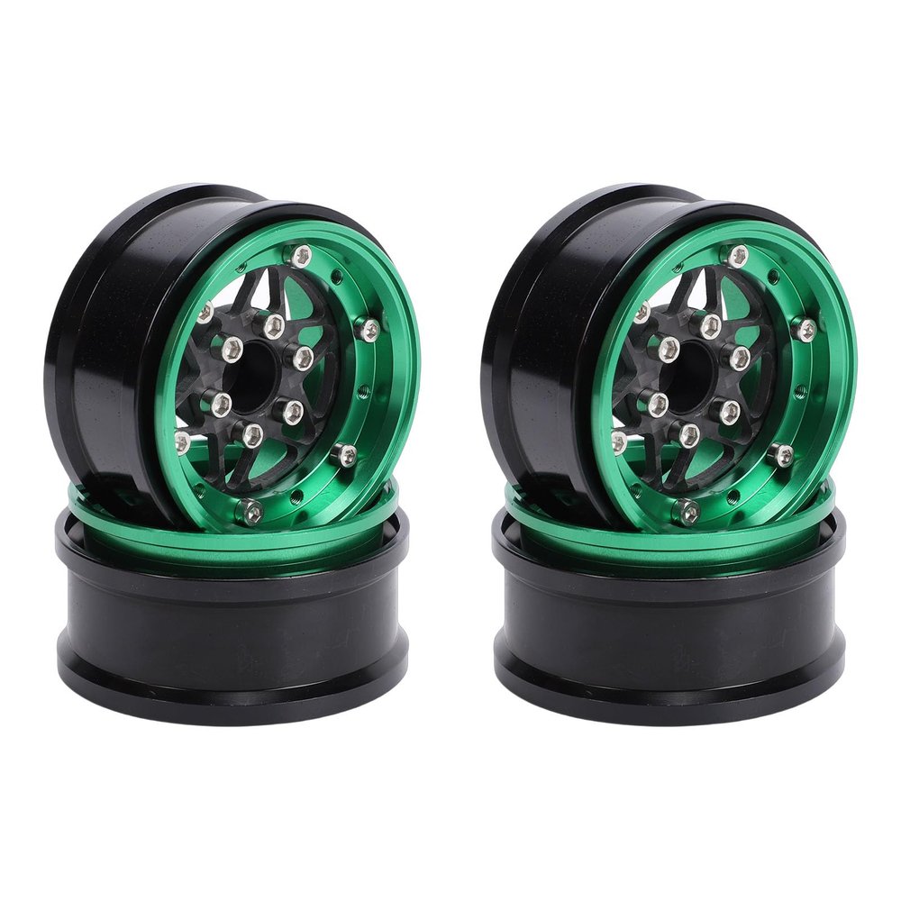 1.9 Beadlock RC Wheel Rims, Lightweight Aluminum Alloy 6 Star Spoke Design Crawler Wheels 4 Pieces Set for Off-Road Rock Crawling Enthusiasts Hobbyists