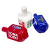Pack of 3 Classic Mexican Pirinola Toma Todo Solid Plastic in Spanish with Chips, 2.1 Inches Tall - Red White and Blue Colors view 2