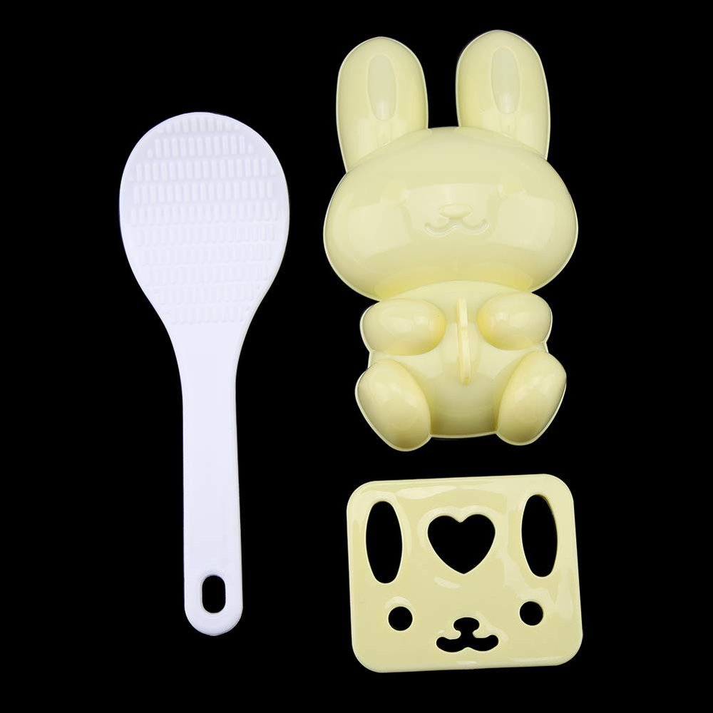 Aramox 2pcs Food Grade PP Rice Mold, Cute Sushi Onigiri Maker DIY Tool for Kids, with Scoop for Bento Lunch (Yellow)
