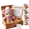 2026 Handmade Mini Bunny Hug Cute Easter Gift with Card, Soft Plush Rabbit Mini Bunny Hugs in Box Easter Basket Women Men for Inspirational Easters Gifts (Pink) view 1