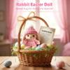 2026 Handmade Mini Bunny Hug Cute Easter Gift with Card, Soft Plush Rabbit Mini Bunny Hugs in Box Easter Basket Women Men for Inspirational Easters Gifts (Pink) view 3