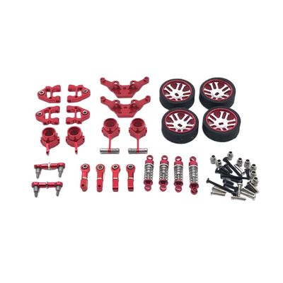 Metal Replacement Shock Absorber Wheel Parts Kit Compatible with 1/28 284131 K979 K989 K999 Remote Control Car(Red)