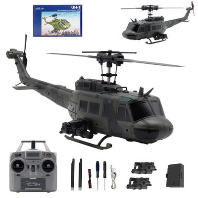 ROUASD RC-ERA C032 UH-1 Huey 1:48 Scale RC Helicopter, Flybarless 6CH Brushless Motor, 6-Axis Gyro Stabilization, Optical Flow Positioning & 3D Inverted Flight for Hobbyists Adults