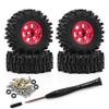 4PCS 0.7" Beadlock Tires Metal Wheels 1.57"x0.63" Sticky Foam-Filled Tires for scx30 upgrades 1/30 RC Crawler (Red) view 1