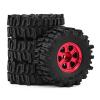 4PCS 0.7" Beadlock Tires Metal Wheels 1.57"x0.63" Sticky Foam-Filled Tires for scx30 upgrades 1/30 RC Crawler (Red) view 2