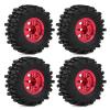 4PCS 0.7" Beadlock Tires Metal Wheels 1.57"x0.63" Sticky Foam-Filled Tires for scx30 upgrades 1/30 RC Crawler (Red) view 3