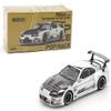 1:64 Diecast Model Car Compatible with Toyota Supra GT300 Top Secret Silver Chrome Limited Edition by Pop Race PR640325 view 1