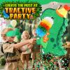 24" Dinosaur Pinata for Boys Birthday Party - Roaring Jurassic Theme Party Supplies with Matching Stick, Blindfold & Confetti - Sturdy Green Dino Centerpiece for Kids, Toddlers & Adventure Celebration view 3