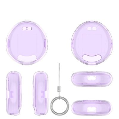 PC Transparent Protective Cover for Tamagotchi Uni Electronic Pet Game Console Case Anti-Scratch Shockproof Drop-Resistant Dust-Proof Washable Sleeve Accessories with Lanyard (Transparent Purple)
